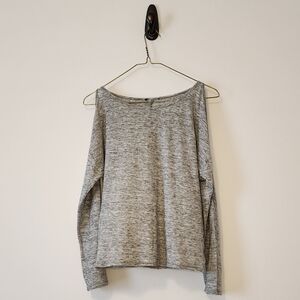 Grey Long Sleeve Shirt W/ Cutout Shoulders STAINED